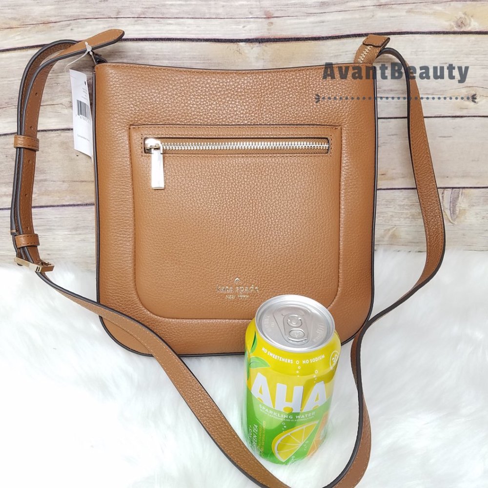 kate Spade New York Leila Top Zipper Crossbody Ginger Brown Large Front Zip Pock - Picture 6 of 10